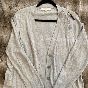 Loft Light Gray Cotton Cardigan